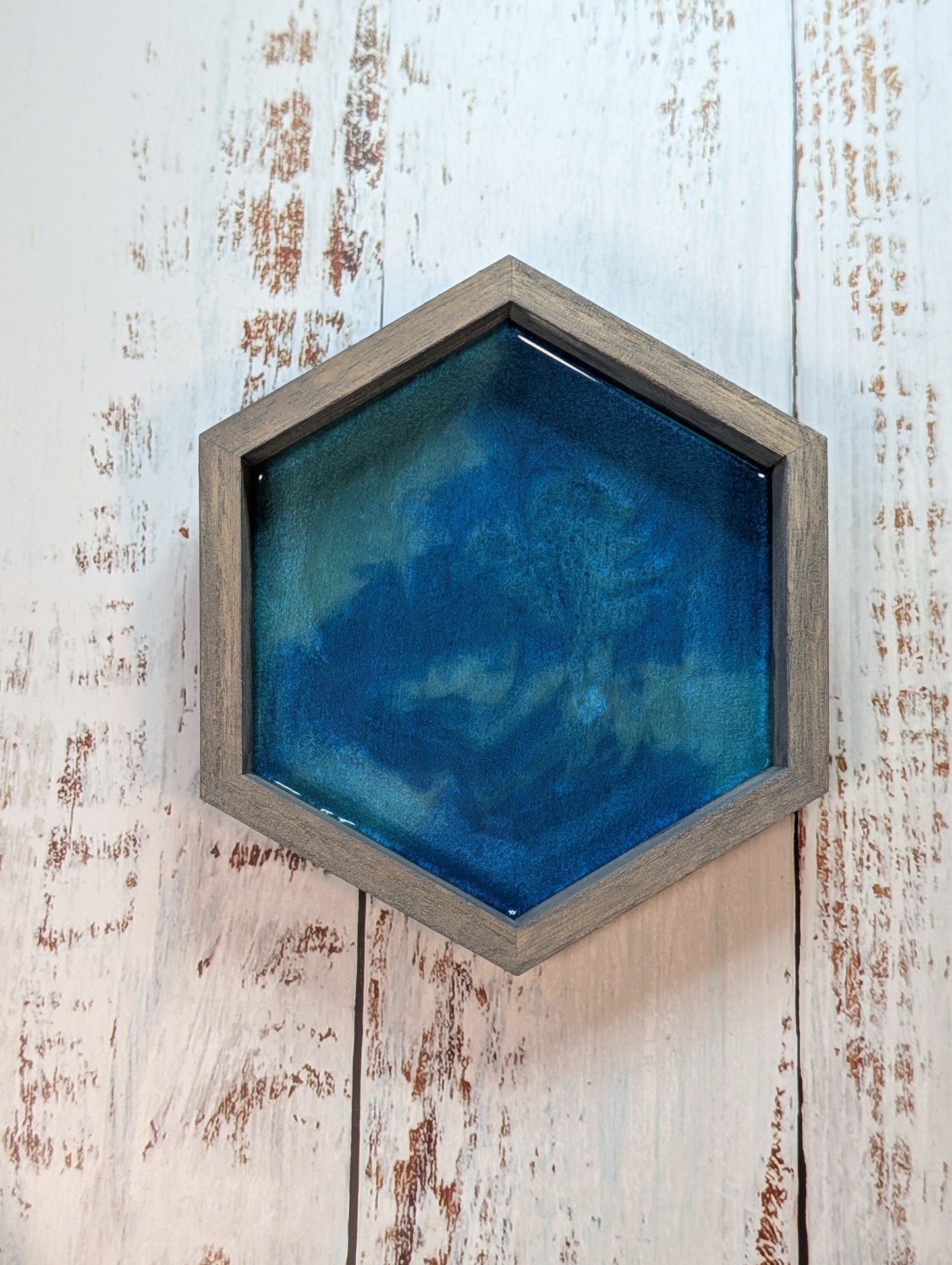 Blue Shimmery wood Dice Tray