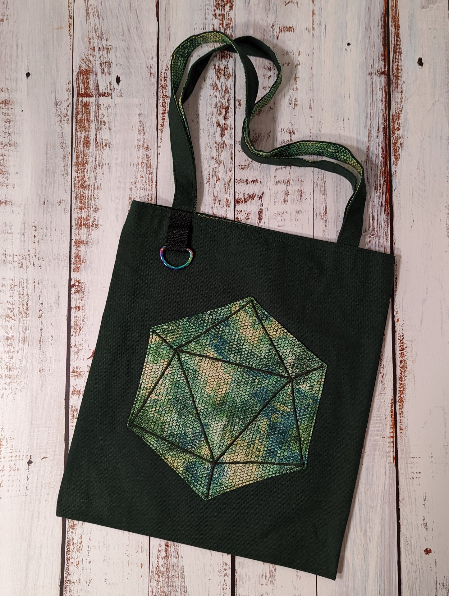 D20 Green Scale Pocket Tote Bag