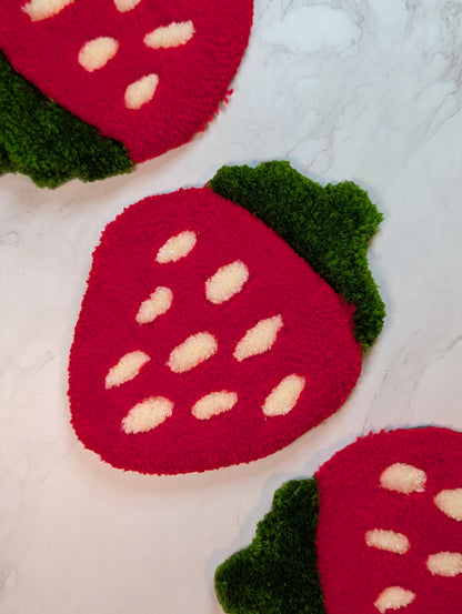 Red Strawberry Mug Rug