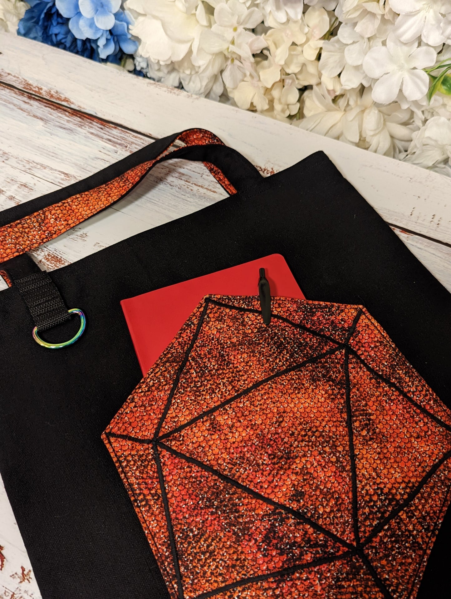 D20 Red Scale Pocket Tote Bag
