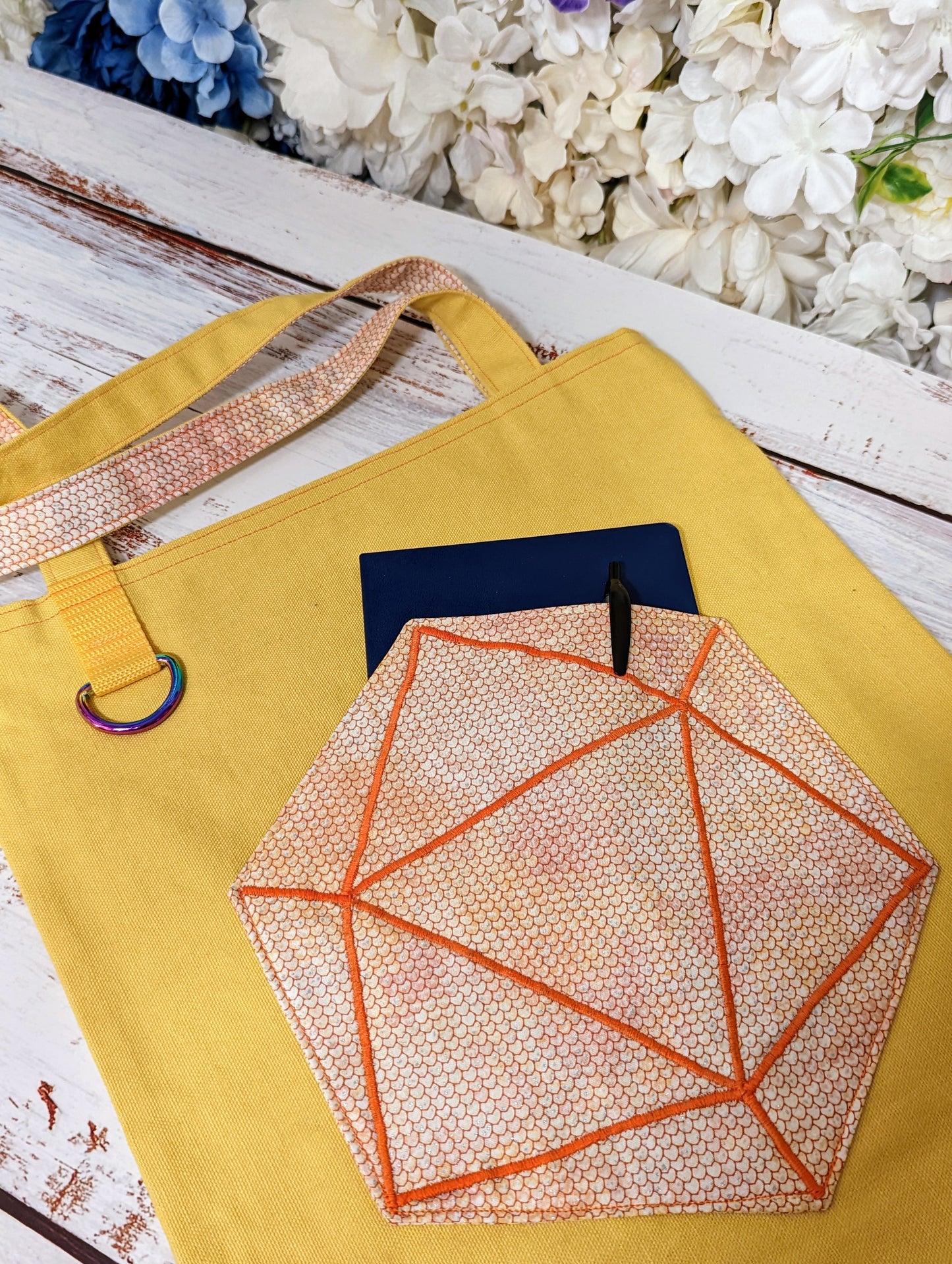 D20 Orange Scale Pocket Tote Bag