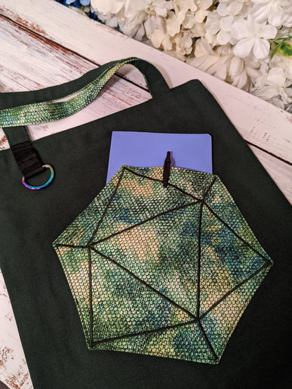 D20 Green Scale Pocket Tote Bag