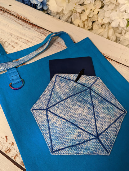 D20 Blue Scale Pocket Tote Bag