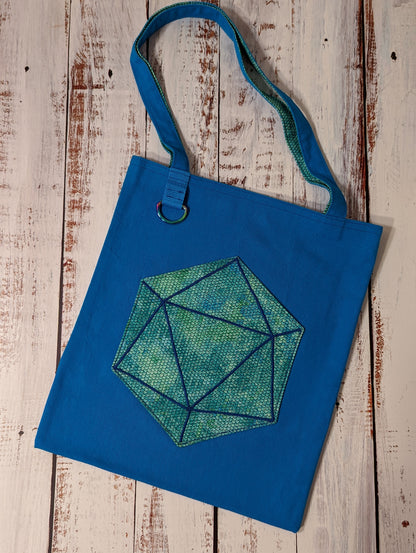 D20 Light Green Scale Pocket Tote Bag