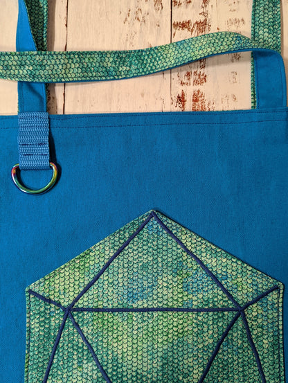 D20 Light Green Scale Pocket Tote Bag