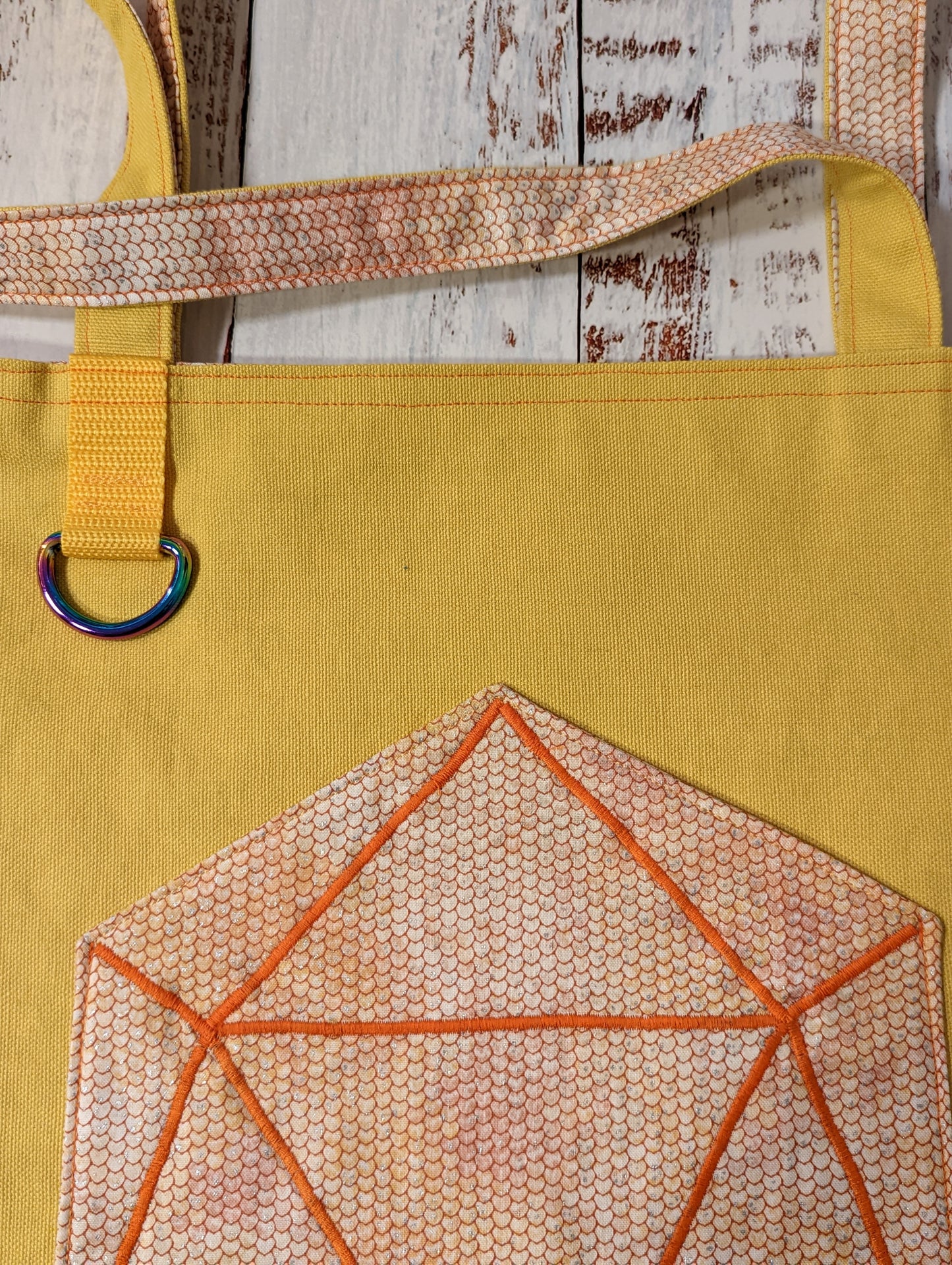 D20 Orange Scale Pocket Tote Bag