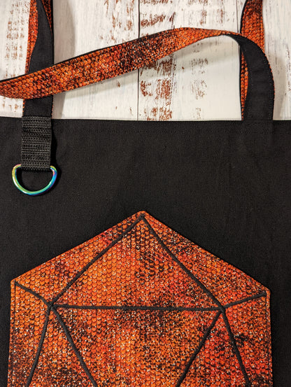 D20 Red Scale Pocket Tote Bag
