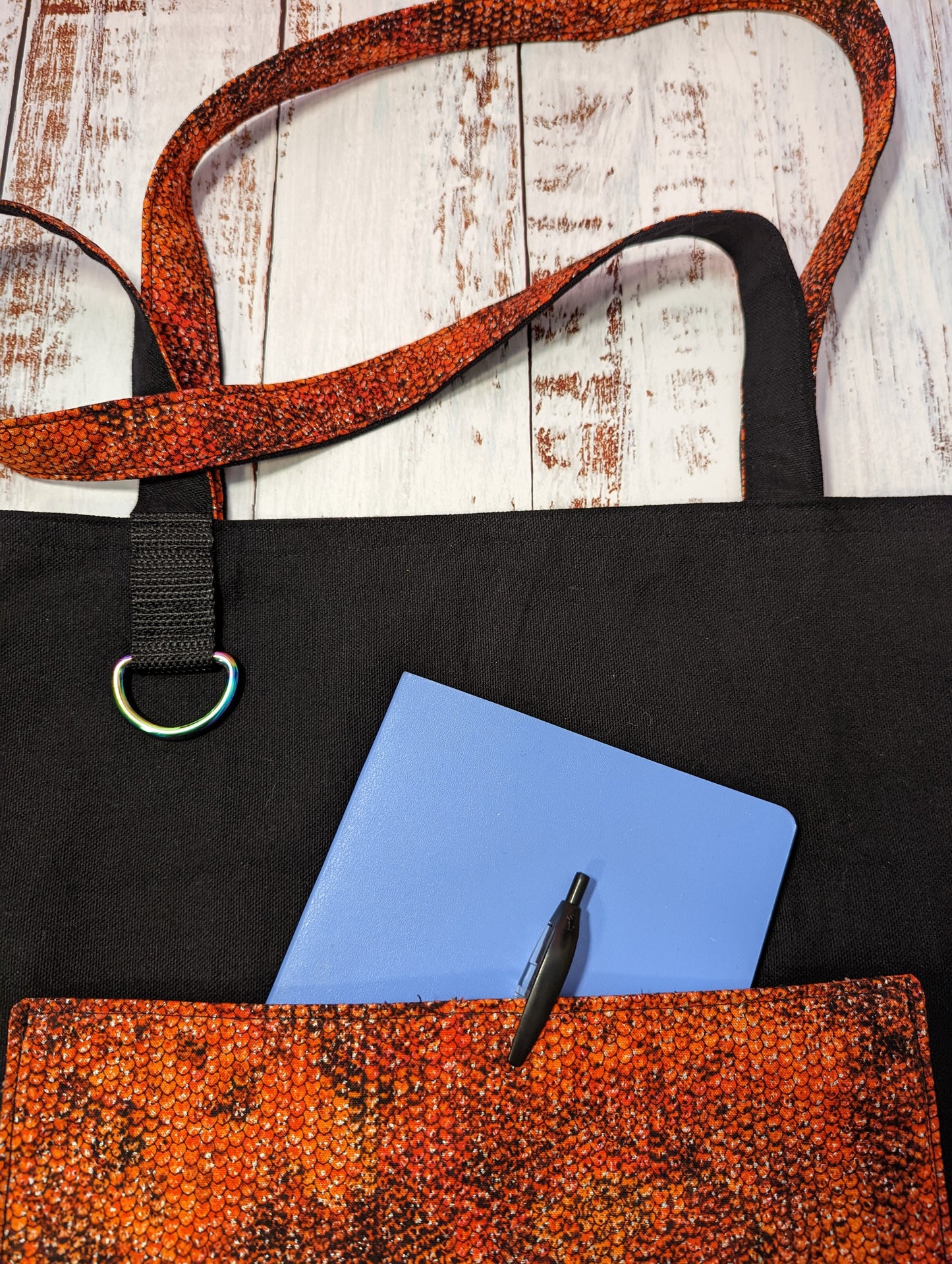 Red Scale Square Pocket Tote Bag