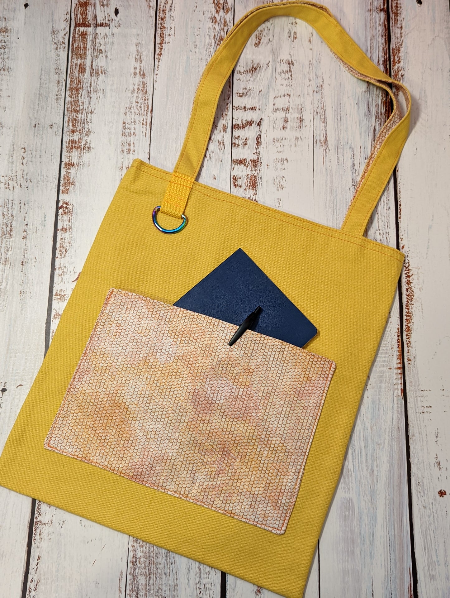 Orange Scale Square Pocket Tote Bag