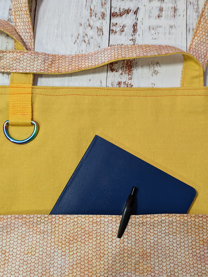 Orange Scale Square Pocket Tote Bag