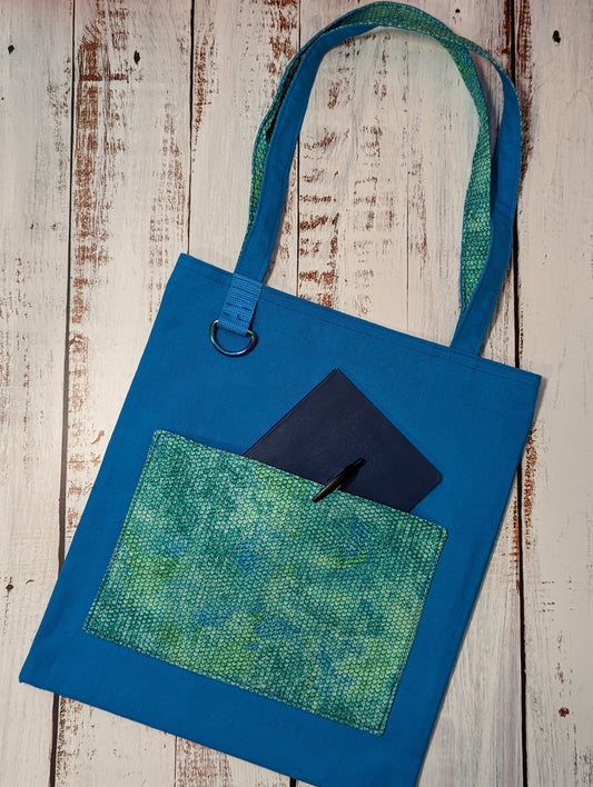 Light Green Scale Square Pocket Tote Bag